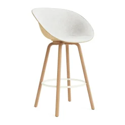 Normann Copenhagen Bar Stools*Mat Bar Armchair armchair front-upholstered 75 cm, Hallingdal 110-hemp-beech-cream steel Grey
