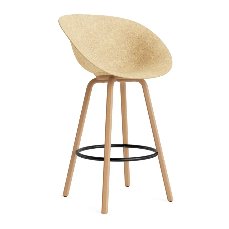 Normann Copenhagen Bar Stools*Mat Bar Armchair armchair 75 cm, Hemp-beech-black steel Beige