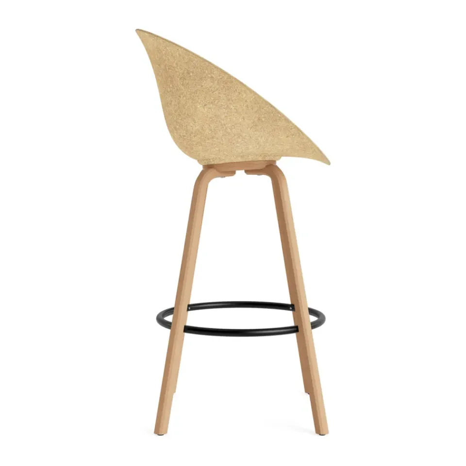 Normann Copenhagen Bar Stools*Mat Bar Armchair armchair 75 cm, Hemp-beech-black steel Beige