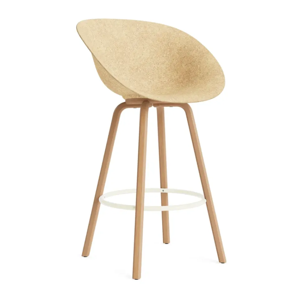 Normann Copenhagen Bar Stools*Mat Bar Armchair armchair 75 cm, Hemp-beech-cream steel Beige