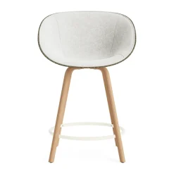 Normann Copenhagen Bar Stools*Mat Bar Armchair front-upholstered 65 cm, Hallingdal 110-seaweed-beech-cream steel Beige