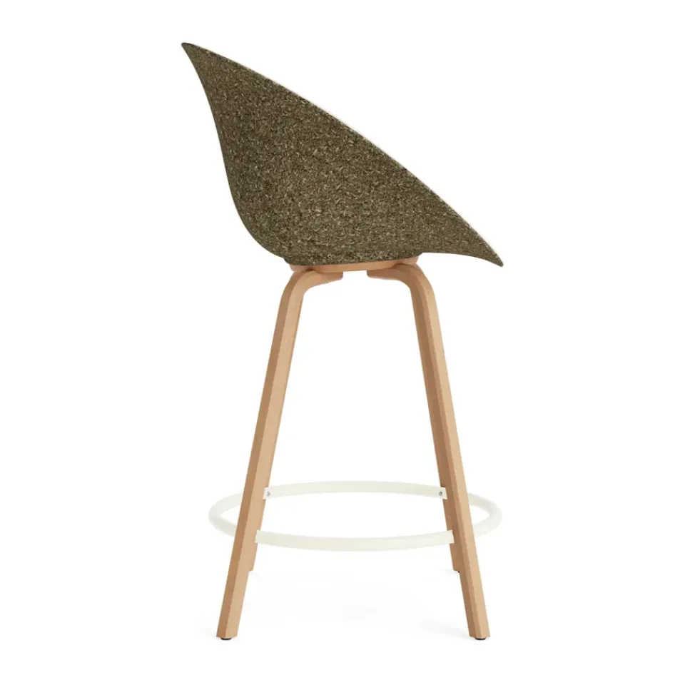 Normann Copenhagen Bar Stools*Mat Bar Armchair front-upholstered 65 cm, Hallingdal 110-seaweed-beech-cream steel Beige