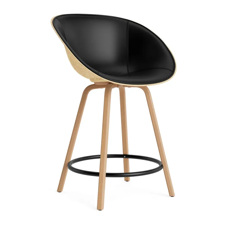 Normann Copenhagen Bar Stools*Mat Bar Armchair front-upholstered 65 cm, Ultra 41599-hemp-beech- steel Black