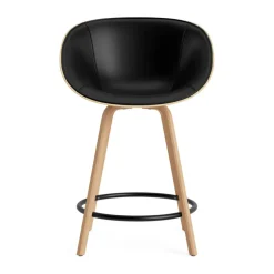 Normann Copenhagen Bar Stools*Mat Bar Armchair front-upholstered 65 cm, Ultra 41599-hemp-beech- steel Black