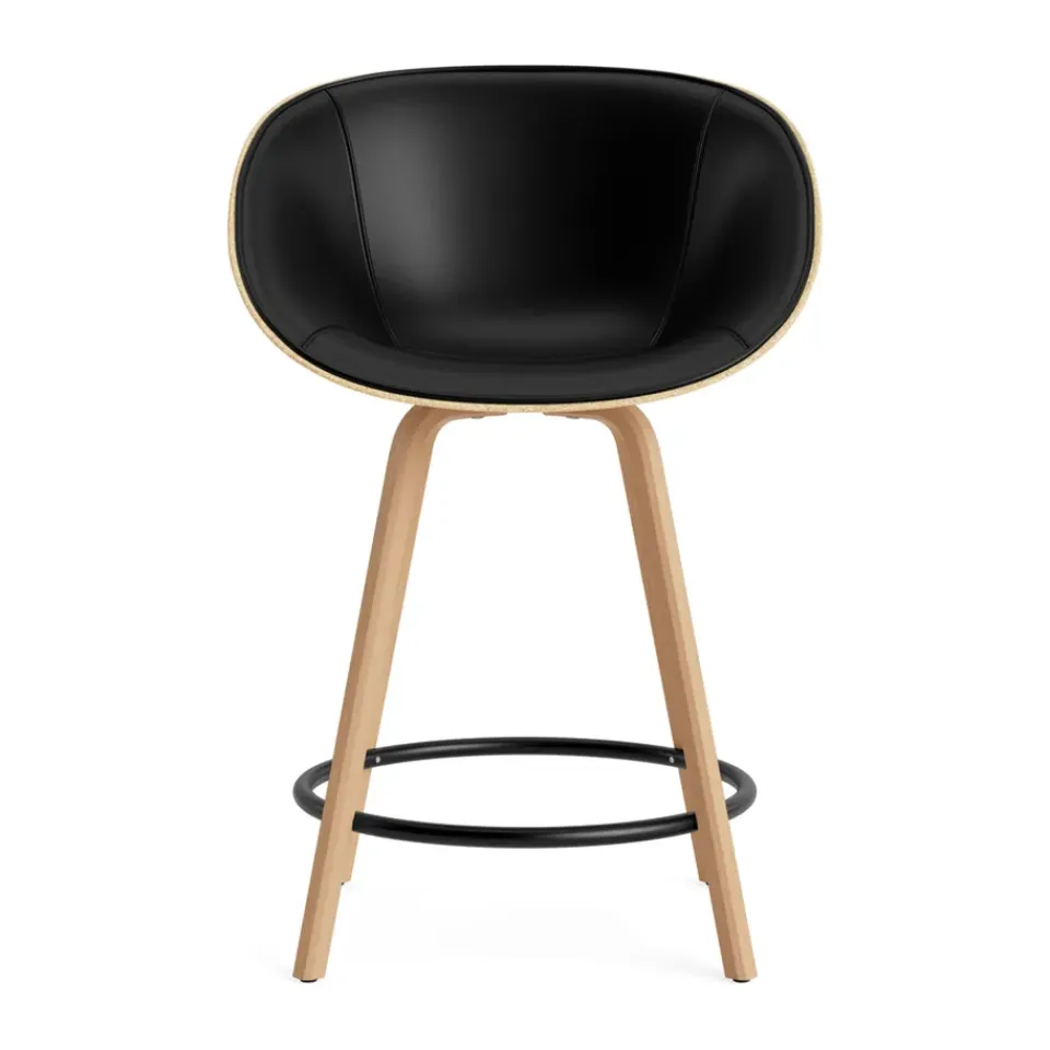 Normann Copenhagen Bar Stools*Mat Bar Armchair front-upholstered 65 cm, Ultra 41599-hemp-beech- steel Black