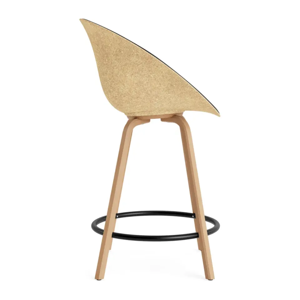Normann Copenhagen Bar Stools*Mat Bar Armchair front-upholstered 65 cm, Ultra 41599-hemp-beech- steel Black