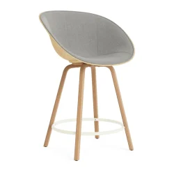 Normann Copenhagen Bar Stools*Mat Bar Armchair front-upholstered 65 cm, Remix 133-hemp-beech-cream steel Grey