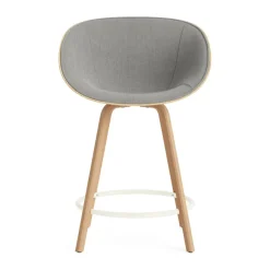 Normann Copenhagen Bar Stools*Mat Bar Armchair front-upholstered 65 cm, Remix 133-hemp-beech-cream steel Grey