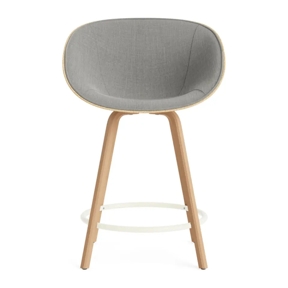 Normann Copenhagen Bar Stools*Mat Bar Armchair front-upholstered 65 cm, Remix 133-hemp-beech-cream steel Grey