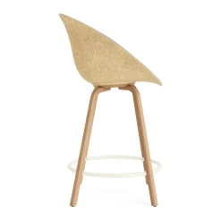 Normann Copenhagen Bar Stools*Mat Bar Armchair front-upholstered 65 cm, Remix 133-hemp-beech-cream steel Grey