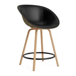 Normann Copenhagen Bar Stools*Mat Bar Armchair front-upholstered 65 cm, Ultra 41599-seaweed-beech- steel Black