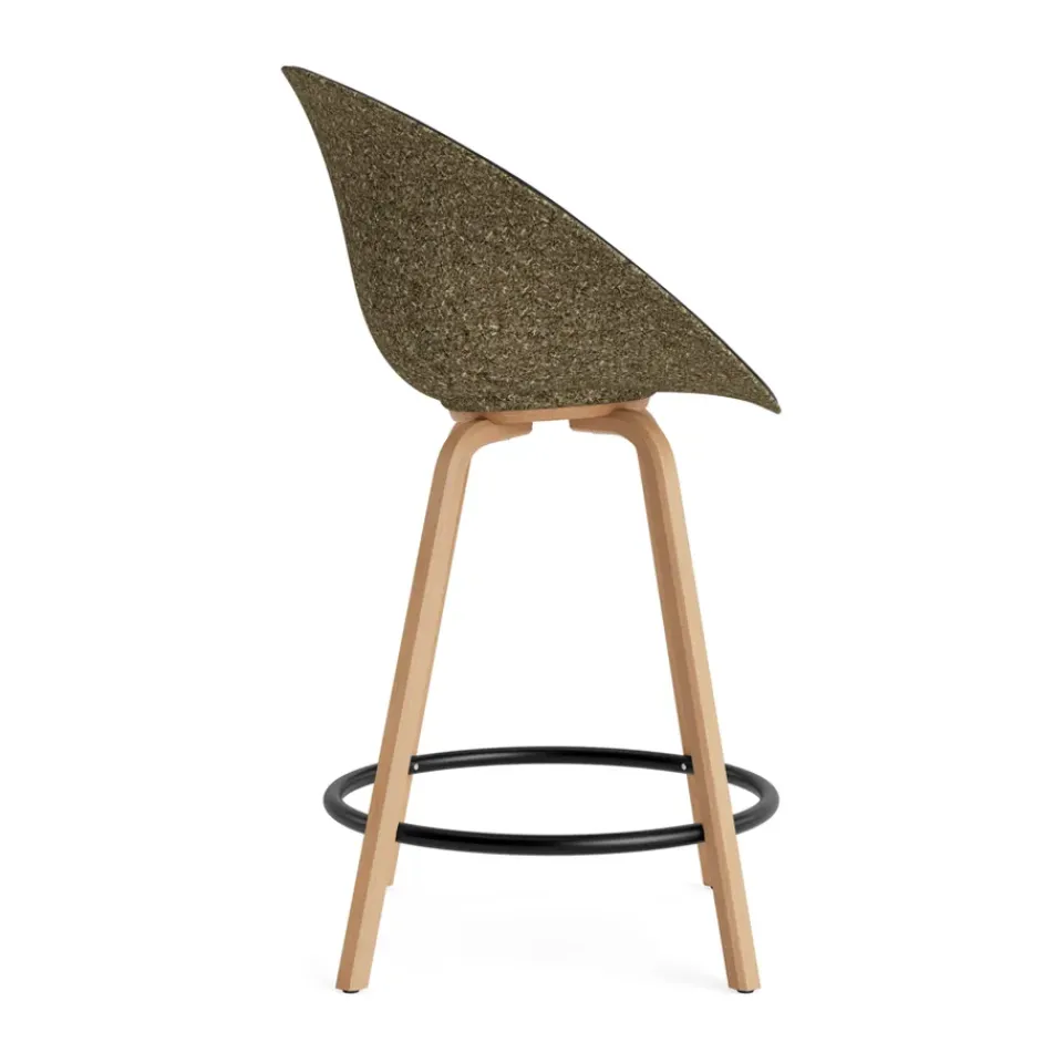 Normann Copenhagen Bar Stools*Mat Bar Armchair front-upholstered 65 cm, Ultra 41599-seaweed-beech- steel Black