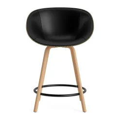 Normann Copenhagen Bar Stools*Mat Bar Armchair front-upholstered 65 cm, Ultra 41599-seaweed-beech- steel Black