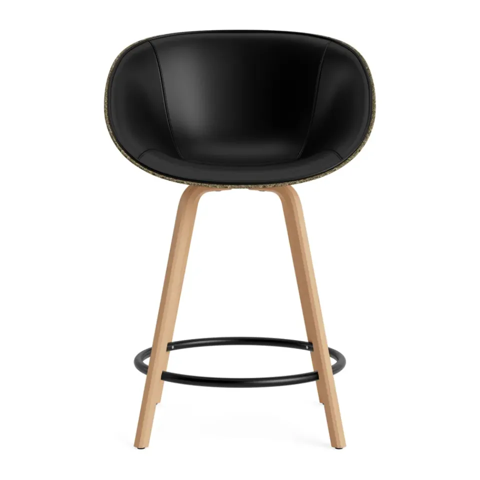 Normann Copenhagen Bar Stools*Mat Bar Armchair front-upholstered 65 cm, Ultra 41599-seaweed-beech- steel Black
