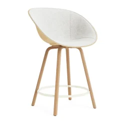 Normann Copenhagen Bar Stools*Mat Bar Armchair front-upholstered 65 cm, Hallingdal 110-hemp-beech-cream steel Grey