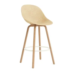 Normann Copenhagen Bar Stools*Mat Bar Chair bar stool 75 cm, Hemp-beech-cream steel Beige