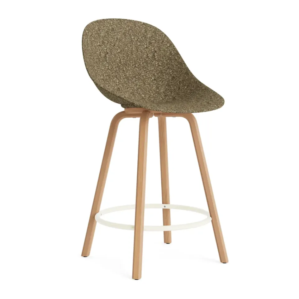 Normann Copenhagen Bar Stools*Mat Bar Chair bar stool 65 cm, Seaweed-beech-cream steel Beige