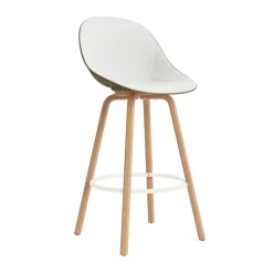 Normann Copenhagen Bar Stools*Mat Bar Chair bar stool front upholstered 75 cm, Hallingdal 110-seaweed-beech-cream steel Grey
