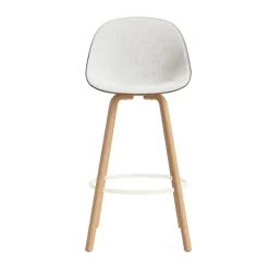Normann Copenhagen Bar Stools*Mat Bar Chair bar stool front upholstered 75 cm, Hallingdal 110-seaweed-beech-cream steel Grey