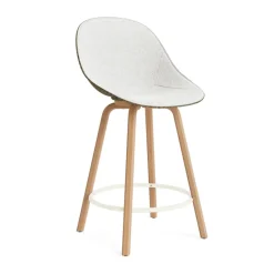 Normann Copenhagen Bar Stools*Mat Bar Chair bar stool front upholstered 65 cm, Hallingdal 110-seaweed-beech-cream steel Grey