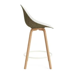 Normann Copenhagen Bar Stools*Mat Bar Chair bar stool front upholstered 65 cm, Hallingdal 110-seaweed-beech-cream steel Grey