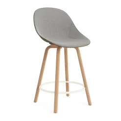Normann Copenhagen Bar Stools*Mat Bar Chair bar stool front upholstered 65 cm, Remix 133-seaweed-beech-cream steel Grey