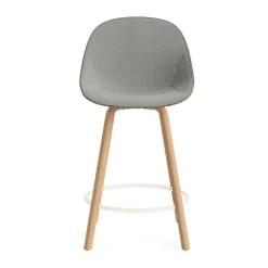 Normann Copenhagen Bar Stools*Mat Bar Chair bar stool front upholstered 65 cm, Remix 133-seaweed-beech-cream steel Grey