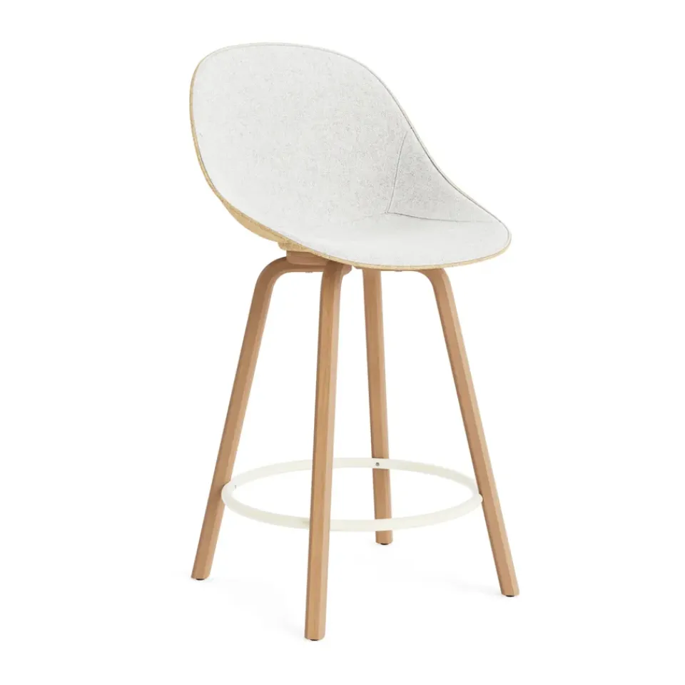 Normann Copenhagen Bar Stools*Mat Bar Chair bar stool front upholstered 65 cm, Hallingdal 110-hemp-beech-cream steel Beige