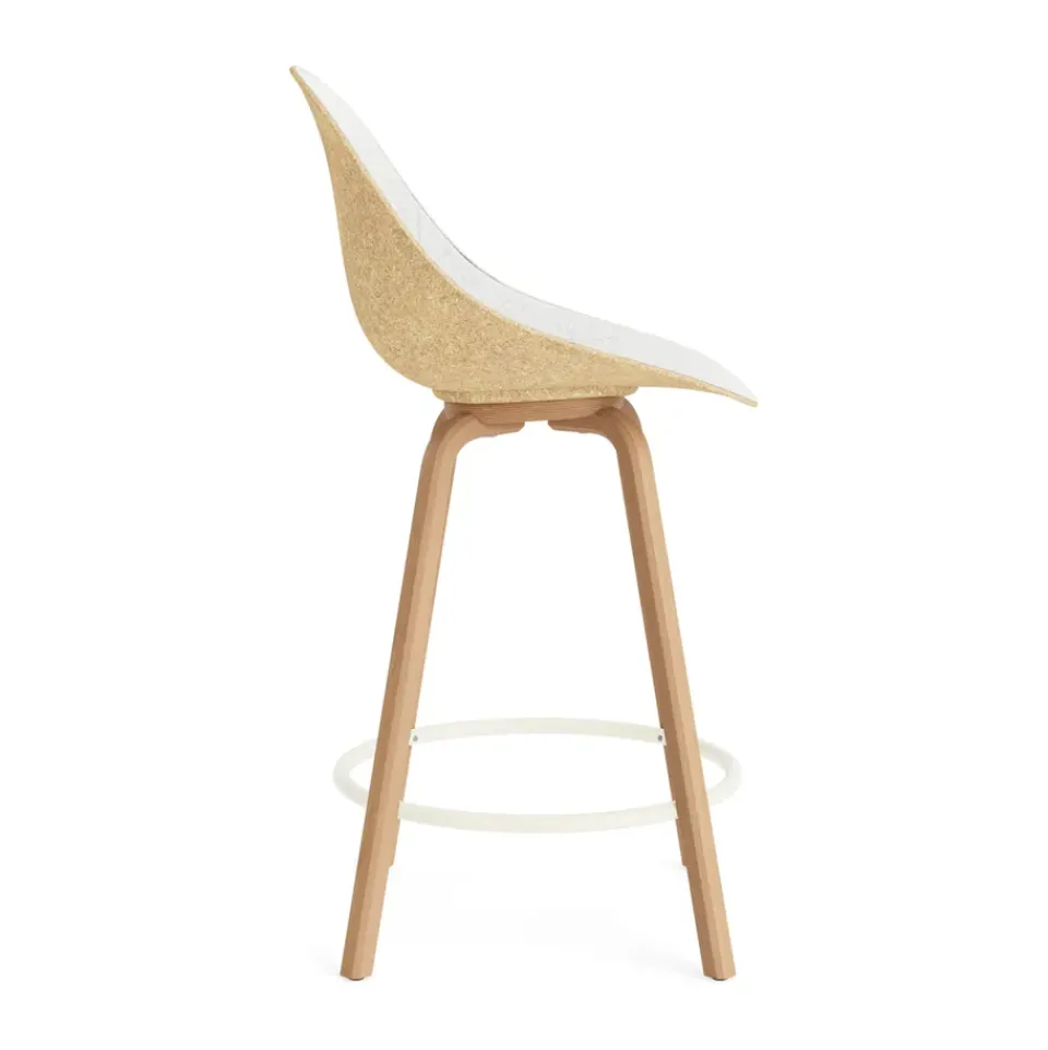Normann Copenhagen Bar Stools*Mat Bar Chair bar stool front upholstered 65 cm, Hallingdal 110-hemp-beech-cream steel Beige