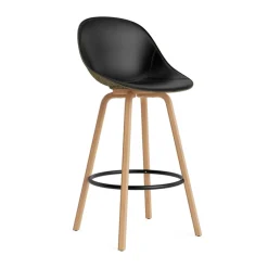 Normann Copenhagen Bar Stools*Mat Bar Chair bar stool front upholstered 75 cm, Ultra 41599-seaweed-beech- steel Black