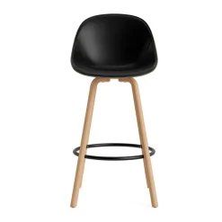 Normann Copenhagen Bar Stools*Mat Bar Chair bar stool front upholstered 75 cm, Ultra 41599-seaweed-beech- steel Black