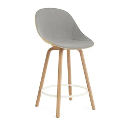 Normann Copenhagen Bar Stools*Mat Bar Chair bar stool front upholstered 65 cm, Remix 133-hemp-beech-cream steel Beige