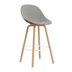 Normann Copenhagen Bar Stools*Mat Bar Chair bar stool front upholstered 75 cm, Remix 133-seaweed-beech-cream steel Grey
