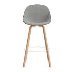 Normann Copenhagen Bar Stools*Mat Bar Chair bar stool front upholstered 75 cm, Remix 133-seaweed-beech-cream steel Grey