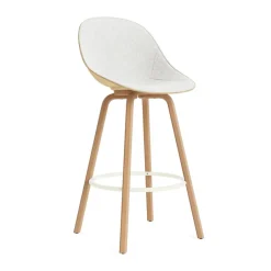 Normann Copenhagen Bar Stools*Mat Bar Chair bar stool front upholstered 75 cm, Hallingdal 110-hemp-beech-cream steel Grey