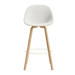 Normann Copenhagen Bar Stools*Mat Bar Chair bar stool front upholstered 75 cm, Hallingdal 110-hemp-beech-cream steel Grey