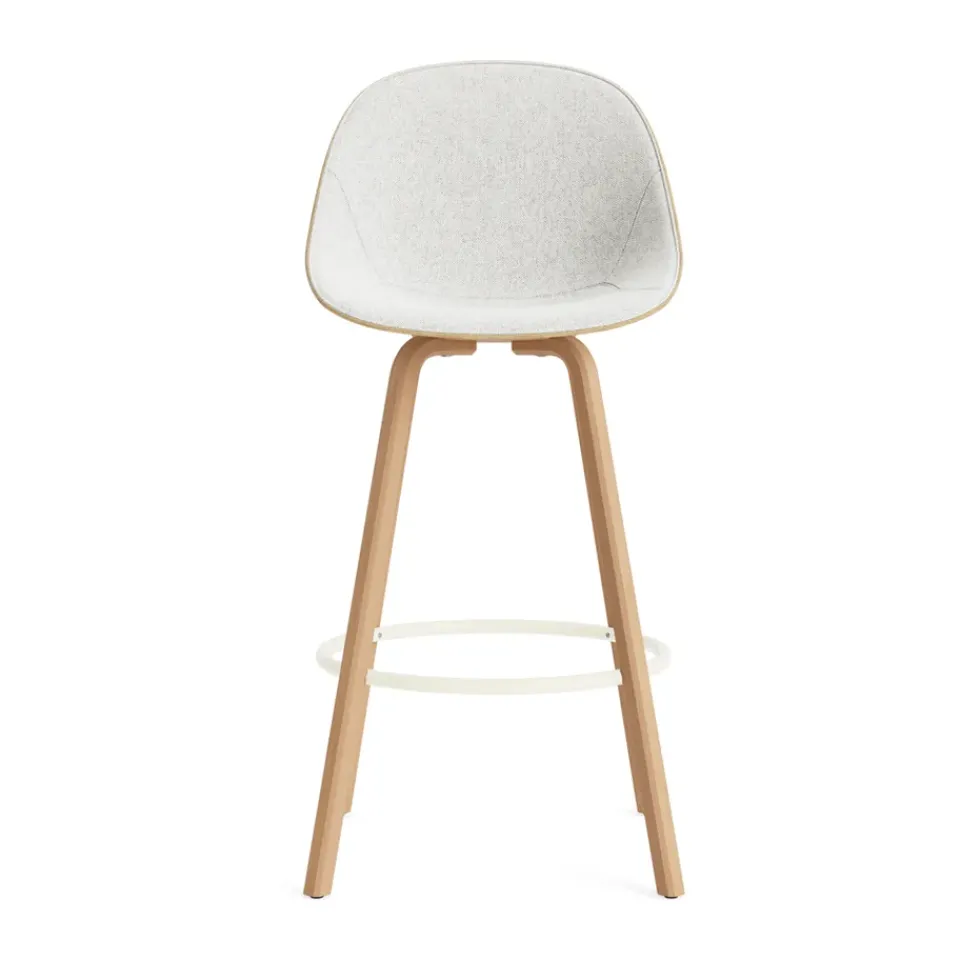 Normann Copenhagen Bar Stools*Mat Bar Chair bar stool front upholstered 75 cm, Hallingdal 110-hemp-beech-cream steel Grey