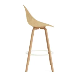 Normann Copenhagen Bar Stools*Mat Bar Chair bar stool front upholstered 75 cm, Hallingdal 110-hemp-beech-cream steel Grey