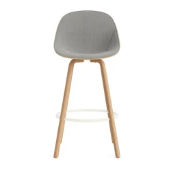 Normann Copenhagen Bar Stools*Mat Bar Chair bar stool front upholstered 75 cm, Remix 133-hemp-beech-cream steel Grey
