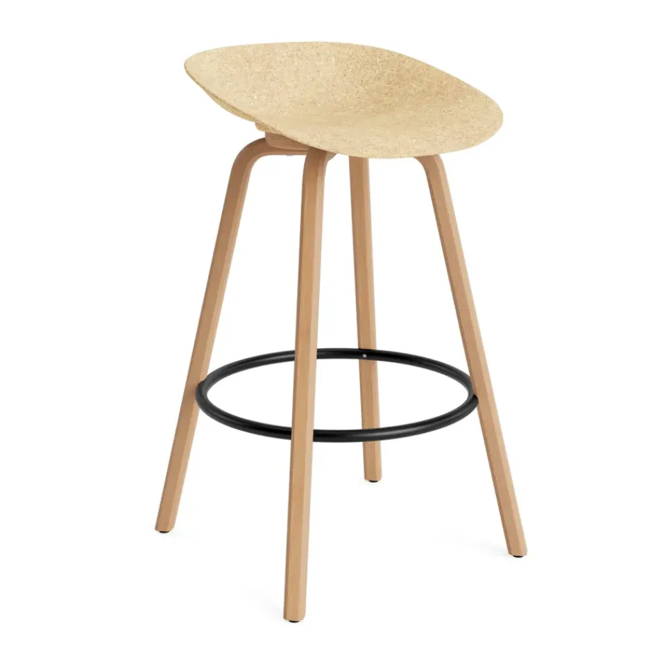 Normann Copenhagen Bar Stools*Mat Barstool 65 cm, Hemp-beech-black steel Beige