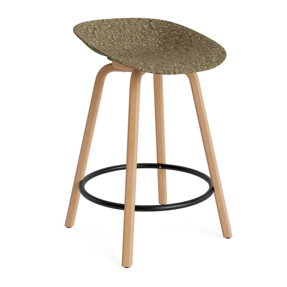 Normann Copenhagen Bar Stools*Mat Barstool 65 cm, Seaweed-beech-black steel Beige