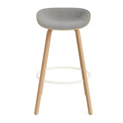 Normann Copenhagen Bar Stools*Mat Barstool barstool front-covered 75 cm, Remix 133-hemp-beech-cream steel Grey