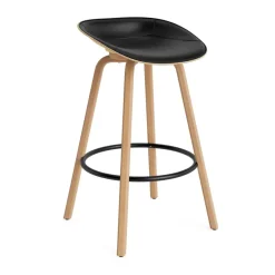 Normann Copenhagen Bar Stools*Mat Barstool barstool front-covered 75 cm, Ultra 41599-hemp-beech- steel Black