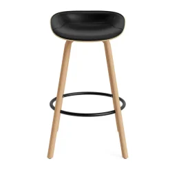 Normann Copenhagen Bar Stools*Mat Barstool barstool front-covered 75 cm, Ultra 41599-hemp-beech- steel Black