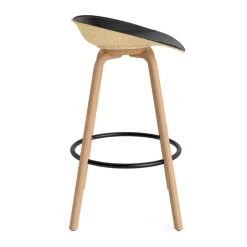 Normann Copenhagen Bar Stools*Mat Barstool barstool front-covered 75 cm, Ultra 41599-hemp-beech- steel Black