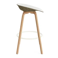 Normann Copenhagen Bar Stools*Mat Barstool barstool front-covered 75 cm, Hallingdal 110-seaweed-beech-cream steel Grey