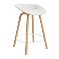 Normann Copenhagen Bar Stools*Mat Barstool front-upholstered 65 cm., Hallingdal 110-hemp-beech-cream steel Beige