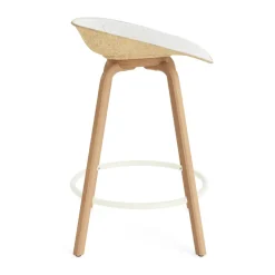 Normann Copenhagen Bar Stools*Mat Barstool front-upholstered 65 cm., Hallingdal 110-hemp-beech-cream steel Beige