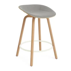 Normann Copenhagen Bar Stools*Mat Barstool front-upholstered 65 cm., Remix 133-hemp-beech-cream steel Beige