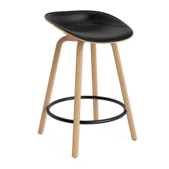 Normann Copenhagen Bar Stools*Mat Barstool front-upholstered 65 cm., Ultra 41599-hemp-beech- steel Black
